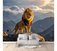 Fond D'Écran 3D Mural Lion 150x105 cm, Montagnes Papier Peint Panoramique Effet 3D,Non-tissées Photo papier peint, pour Moderne Salon Chambre TV Fond
