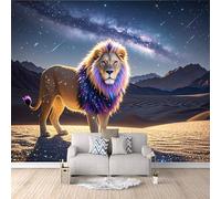 Fond D'Écran 3D Mural Lion 500x280 cm, Univers Galaxie Papier Peint Panoramique Effet 3D,Non-tissées Photo papier peint, pour Moderne Salon Chambre TV Fond