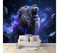 Fond D'Écran 3D Mural Lion 500x280 cm, Univers Galaxie Papier Peint Panoramique Effet 3D,Non-tissées Photo papier peint, pour Moderne Salon Chambre TV Fond