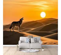 Fond D'Écran 3D Mural Loup 250x175 cm, Animaux Du Désert Papier Peint Panoramique Effet 3D,Non-tissées Photo papier peint, pour Moderne Salon Chambre TV Fond