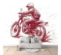 Fond D'Écran 3D Mural Moto Sport Extrême 250x175 cm, Motocycliste Papier Peint Panoramique Effet 3D,Non-tissées Photo papier peint, pour Moderne Salon Chambre TV Fond