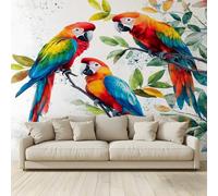 Fond D'Écran 3D Mural Perroquet coloré sur une branche Papier Peint Intissé Tapisserie Panoramique Poster Décoration Murales Chambre Adulte Enfant Salon Tv 300x210Cm