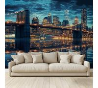 Fond D'Écran 3D Mural Pont Brooklyn New York Papier Peint Intissé Tapisserie Murales Panoramique 3D Mur de Fond Tv Papier Peint Chambre Enfant Adulte Poster Murales 400x280Cm A206