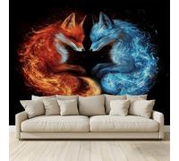 Fond D'Écran 3D Mural Renard d'eau feu Papier Peint Intissé Tapisserie Panoramique Poster Décoration Murales Chambre Adulte Enfant Salon Tv 200x140Cm