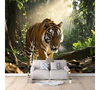 Fond D'Écran 3D Mural Tigre 200x140 cm, Animaux De La Forêt Papier Peint Panoramique Effet 3D,Non-tissées Photo papier peint, pour Moderne Salon Chambre TV Fond