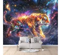 Fond D'Écran 3D Mural Tigre 400x280 cm, Animaux étoiles Papier Peint Panoramique Effet 3D,Non-tissées Photo papier peint, pour Moderne Salon Chambre TV Fond
