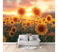 Fond D'Écran 3D Mural Tournesol 150x105 cm, Paysages Naturels Papier Peint Panoramique Effet 3D,Non-tissées Photo papier peint, pour Moderne Salon Chambre TV Fond