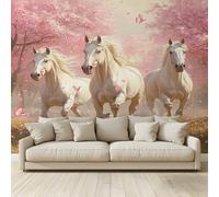 Fond D'Écran 3D Mural Trois chevaux forêt Papier Peint Intissé Tapisserie Murales Panoramique 3D Mur de Fond Tv Papier Peint Chambre Enfant Adulte Poster Murales 200x140Cm A72