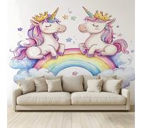 Fond D'Écran 3D Mural Une charmante licorne dessin animé Papier Peint Intissé Tapisserie Panoramique Poster Décoration Murales Chambre Adulte Enfant Salon Tv 250x175Cm