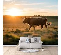 Fond D'Écran 3D Mural Vache Des Highlands 200x140 cm, Nature Paysage Papier Peint Panoramique Effet 3D,Non-tissées Photo papier peint, pour Moderne Salon Chambre TV Fond