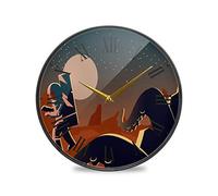 Fond D'Écran Espace Mystérieux Lune Terre Murale Décoratif Moderne Horloge de Mur Circulaire Silencieuse Horloges pour Enfant Garçons Le Bureau à Domicile Cuisine Chambre école Décor(9.5In 11.9In)