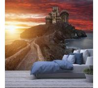 Fond D'Écran Mural 3D Autocollant Et Pelable Décoration Intérieure Fond D'Écran Grand Format Peinture Murale D'Art Paysage Architectural Rétro Au Coucher Du Soleil 250(W)X175(H)Cm Pour Le Bure-62509