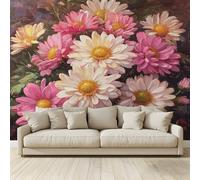 Fond D'Écran Mural Photo Home Fond D'Écran Photo 3D Personnalisé Fond D'Écran Mural Chrysanthèmes roses blancs Salon Tv Fond Mur Tissu non tissé Non-Adhésif Affiches Murales 250x175 cm