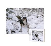 Fond d'écran Sheltie d'hiver,Puzzle Familial en Bois de 300 pièces pour Adultes et Adolescents, décoration d'intérieur