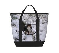 Fond d'écran Sheltie d'hiver,Sacs à lunch isothermes de grande capacité pour femmes et hommes