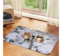 Fond d'écran Sheltie d'hiver,Tapis d'alimentation pour Animaux de Compagnie, Sets de Table en Cuir PU pour Chats et Chiens,30x45cm