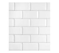 Fond Hotte Design Mur De Briques Metro - L. 60 X L. 70 Cm - Blanc Blanc
