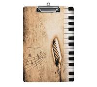 Fond musical érotique avec piano et sépia, bloc-notes en acrylique format lettre, pince métallique, tableau d'écriture robuste, porte-documents en plastique rigide pour bureau, domicile ou lieu de tr