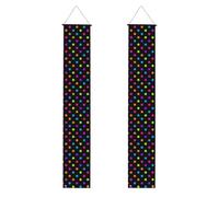 Fond noir avec cercles colorés, Décorations pour fête de remise de diplômes - Bannière de bienvenue à suspendre au porche, pour l'intérieur et l'extérieur