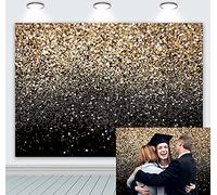 Fond noir et or Gold Spot Glitter 2022 Graduation Photographie Fond Ciel étoilé Mariage Adulte Enfants Famille Fête Décoration Portrait Studio Booth 7x5FT