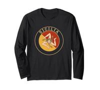 Fond Noir Sicile Trinacria Symbole Patrimoine Sicilien Manche Longue