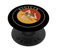 Fond Noir Sicile Trinacria Symbole Patrimoine Sicilien PopSockets PopGrip Adhésif
