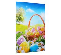 Fond Photo de Pâques en Vinyle, Œufs et Fleurs pour Studio | Décor Mural à Motif Herbe et Œufs Dessinés, Pliable, Transport Facile, pour Stand Photo et Tables Dessert