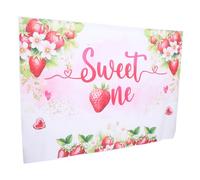 Fond Photo Fraise Rose 150x100cm en Polyéthylène pour Garçon et Filles | Décor Adorable, Usage Anniversaire et Chambre, Lavable, Réutilisable, Souple, Confortable, pour Filles
