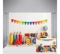 Fond Photo Kate 100 Jours d'école 10x10ft/3x3m avec Lettres ABC Crayons et Pommes idéal pour la rentrée Scolaire et Les séances Photo Studio pour la rentrée Scolaire et Les séances Photo en Classe