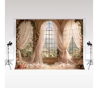 Fond Photo Kate Photography 2x2m/6.5x6.5pi Arche de Fleurs Grande fenêtre décor pour séance Photo d'anniversaire d'enfant 1 an Accessoires de décoration Baby Shower Studio