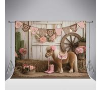 Fond Photo Kate Pink Cowgirl Pony 10x6.5ft/3x2m Décor Rustique de Grange Western pour Baby Shower Anniversaire de Fille ou séance Photo sur Le thème du Far West
