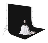 Fond Photo Noir 1,5x2 m, Toile de Fond Noire Pliable Professionnelle, Fond en Mousseline pour la Photographie, Les vidéos et Les Flux en Direct, Les réunions en Ligne