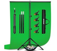 Fond Vert avec Support,1,5x2m Pliable Toile de Fond Photo Studio Green Screen pour Vidéo, Photographie, Chromakey, Jeux, Youtube