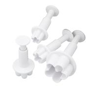 Fondant Flower Cutter - 0.79 inches 4 Pieces Cookie Molds for Cake Decorating, Fondant Plunger Set for Baking Fun with Kids, Christmas, Cakes, Pies, Candy, Chocolate, Resin, Baking Use