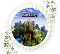 Fondant Minecraft N°1 Décoration de gâteau comestible avec motif Fondant Minecraft Ø 20 cm