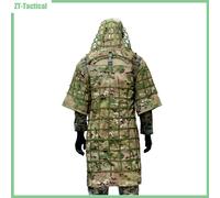 Fondation de costume Ghillie, Poncho Ghillie, Base Ghillie de chasse camouflage, capuche Ghillie Cape Sniper Viper pour paintball airsoft Ripstop Black CAMO