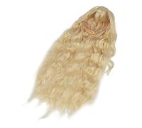 Fonde de Perruque Décontractée Long Toupee à Cheveux Ondulés Bouclés, Blonde Légère, Doublure en Fibre de Maille élastique Réglable, Fibres Synthétiques à Haute Température, Idéal pour une (Or clair)