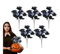 Fondeau De Fleurs Artificielles Noires - Arrangement Floral D'Halloween Réaliste, Tiges Décoratives Effrayantes | Poix Maîtresse Effrayante De La Fête À La Maison, Décoration De Table De Chambre De Ma