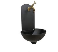 Fonderia Bongiovanni | Fontaine de jardin | Fontaine murale | Modèle Arc | couleur anthracite fonte | avec robinet laiton bruni | pour maison jardin | fontanelle d'extérieur