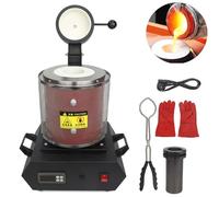 Fonderie d'or électrique, four 1500 W, fonderie numérique 2102 °F, kit de coulée de métal avec creuset en graphite pour ferraille, argent, or, four de coulée d'affinage, rouge - 3 kg