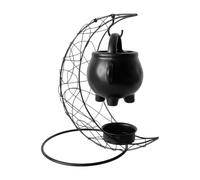 Fondeur de noire - Brûleur à huile en céramique avec bâton de fer | Moon Diffuseur en céramique à suspendre - Chauffe-parfum avec chaleur douce pour huiles essentielles, méditation, yoga, table