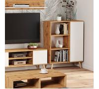 FONDI Meuble Buffet, commode, armoire 1 porte et 3 étagères - chêne de wotan / blanc - L 90 x P 40 x H 116cm