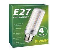 Fondiiz Ampoule E27 LED Blanc Chaud 3000K, 16W 2200LM Puissante Équivalent 200W Halogène, Lampe Économie d'Énergie Maïs LED 220-240V, Non-dimmable, Lot de 4