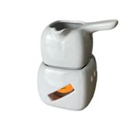 Fondoir à chocolat en céramique, pot à dessert avec support, chauffe-beurre et fromage, caquelon à fondue fait main, décoration de chambre à coucher(White)