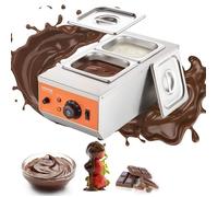 VEVOR Tempéreuse à Chocolat Commerciale 800 W Bain-Marie Électrique pour Chocolat 2 Cuves de 1,5 L Fondoir à Chocolat Température Réglable 30-85 ℃ en Inox Alimentaire pour Chauffer Beurre Crème Lait