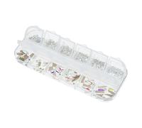 FONDOTIN 1 boîte Kit de Cristaux Ongles Ab Compartiments Décorations Manucure Verre Formes Variées pour Nail Art DIY Pierres Plates pour Ongles pour Femmes et Débutants