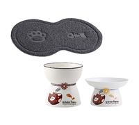 FONDOTIN 1 Ensemble Bol en Porcelaine Bassin à Grains Haut la Nourriture pour Chat gamelle inclinée pour Chat Copain Bols pour Chat surélevés mangeoire pour Animaux de Compagnie céramique
