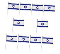 FONDOTIN 10 pièces Lot de Drapeaux Israël à Main Polyester Résistant Léger et Pliable Décoration Extérieure et Fête Jardin