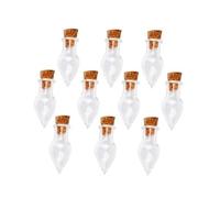 FONDOTIN 10 pièces Lot de Mini Bouteilles Verre Transparentes Forme de avec Bouchon Liège Flacons Décoratifs pour Souhaits Pots Artisanaux Polyvalents