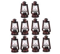 FONDOTIN 10 Pièces Mini Lampes Pétrole Vintage Décoratives Forme de Lanterne avec Poignée Ornements Rétro pour Sapin de Noël Modèle Miniature Rouge Décoration Noël Élégante et Originale